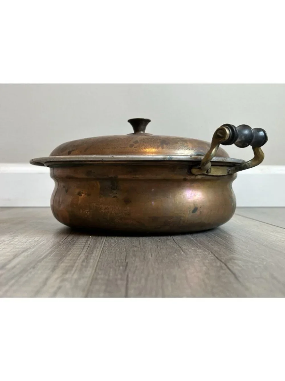 Vintage Manning Bowman Copper Pan Lid Handles Rustic Patina AS IS Cottagecore - Picture 14 of 16